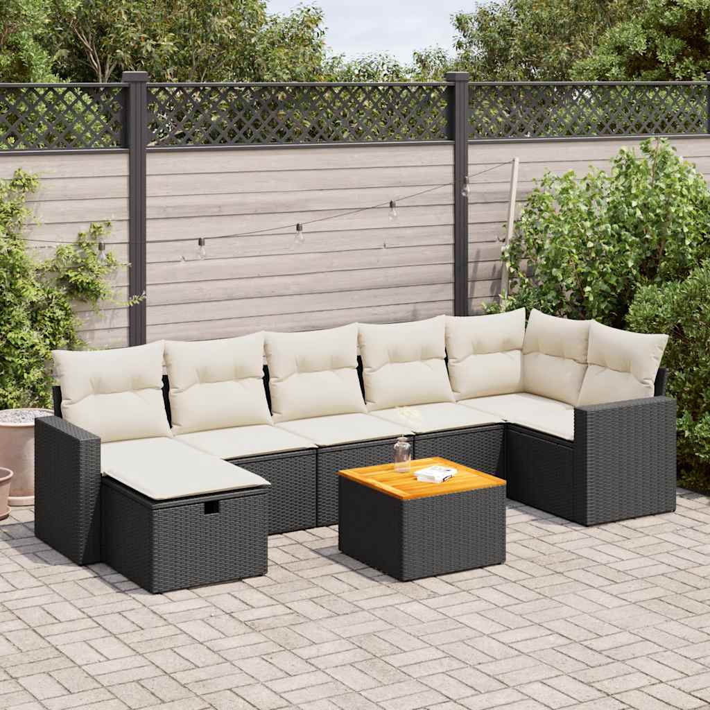 8-delige Loungeset met kussens poly rattan zwart is nu te koop bij PeponiXL, paradijselijk wonen!
