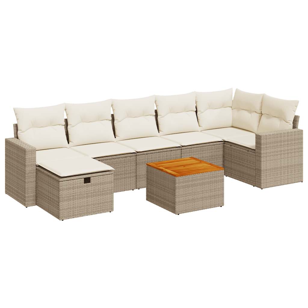 8-delige Loungeset met kussens poly rattan beige is nu te koop bij PeponiXL, paradijselijk wonen!