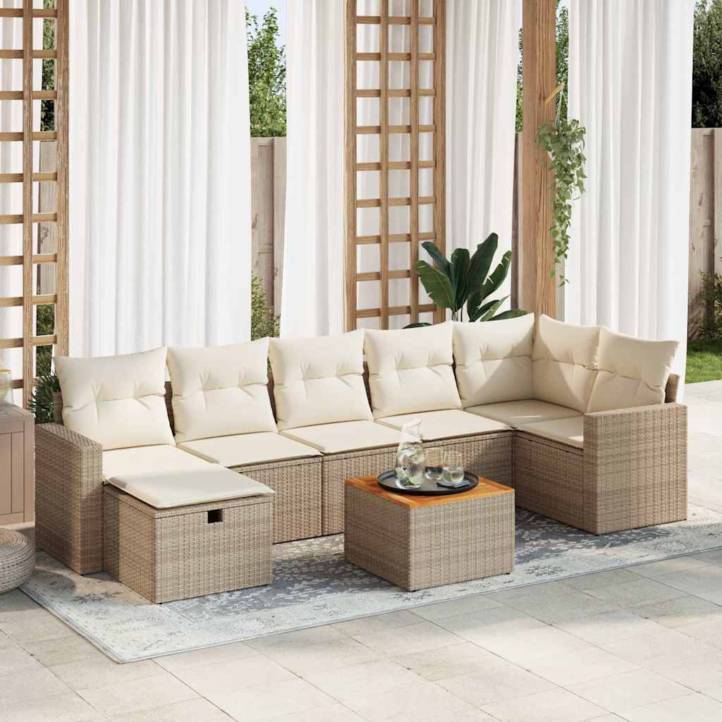 8-delige Loungeset met kussens poly rattan beige is nu te koop bij PeponiXL, paradijselijk wonen!