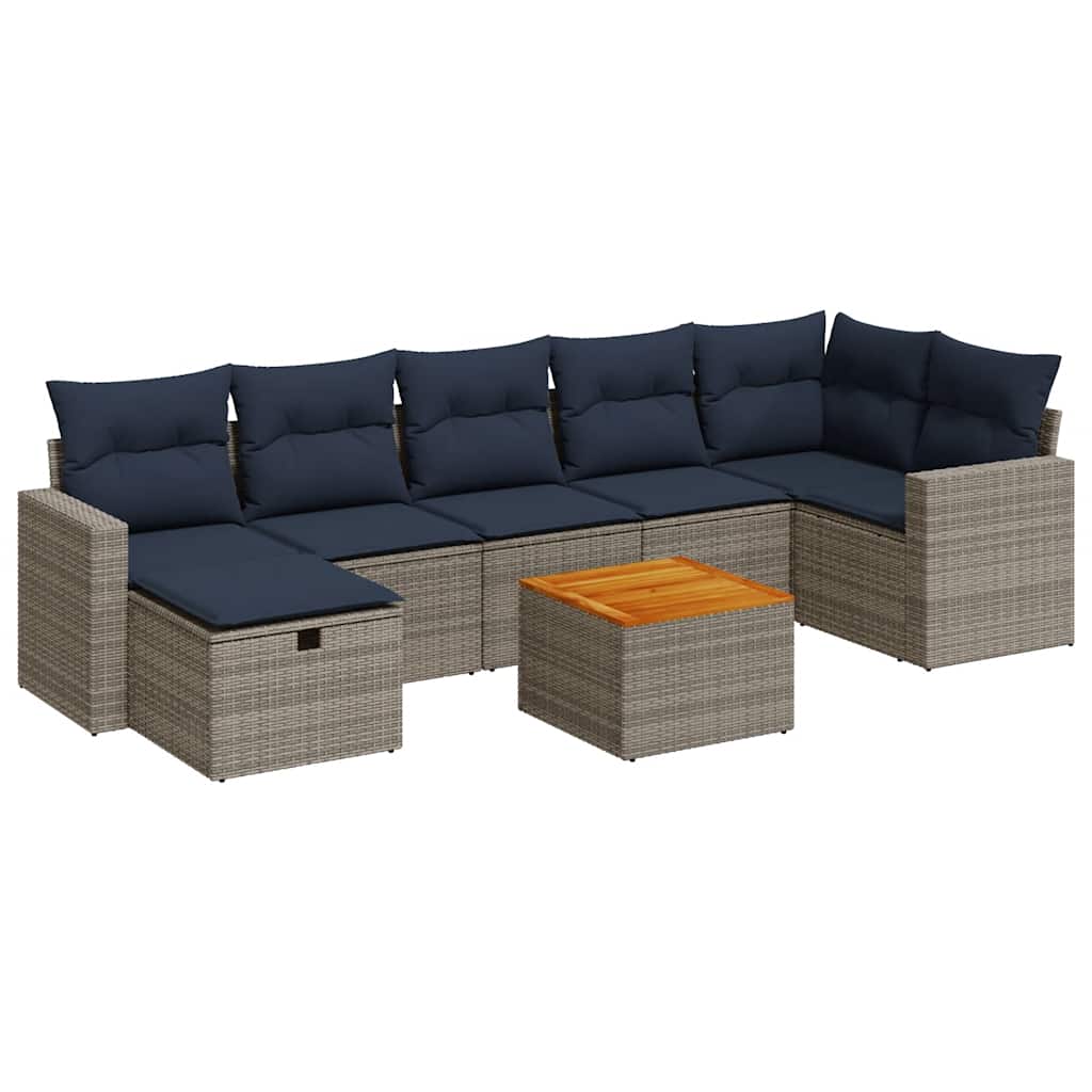 8-delige Loungeset met kussens poly rattan grijs is nu te koop bij PeponiXL, paradijselijk wonen!