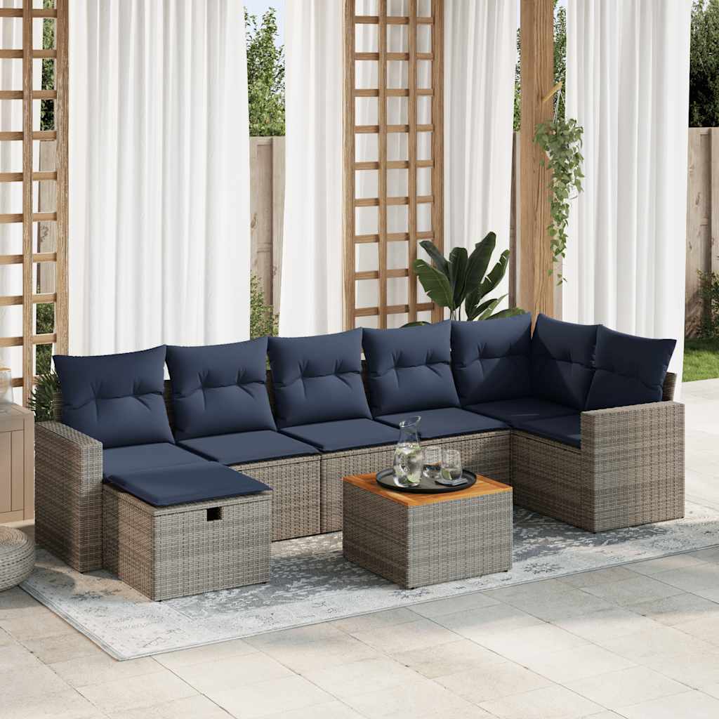 8-delige Loungeset met kussens poly rattan grijs is nu te koop bij PeponiXL, paradijselijk wonen!
