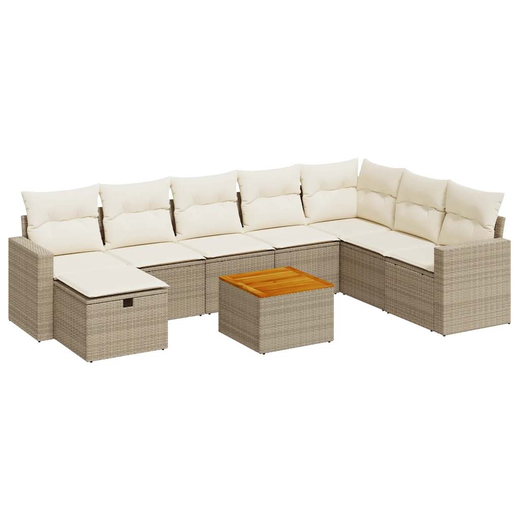 9-delige Loungeset met kussens poly rattan beige is nu te koop bij PeponiXL, paradijselijk wonen!