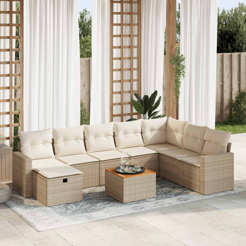 9-delige Loungeset met kussens poly rattan beige is nu te koop bij PeponiXL, paradijselijk wonen!