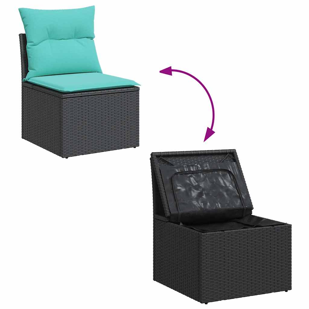 7-delige Loungeset met kussens poly rattan zwart is nu te koop bij PeponiXL, paradijselijk wonen!