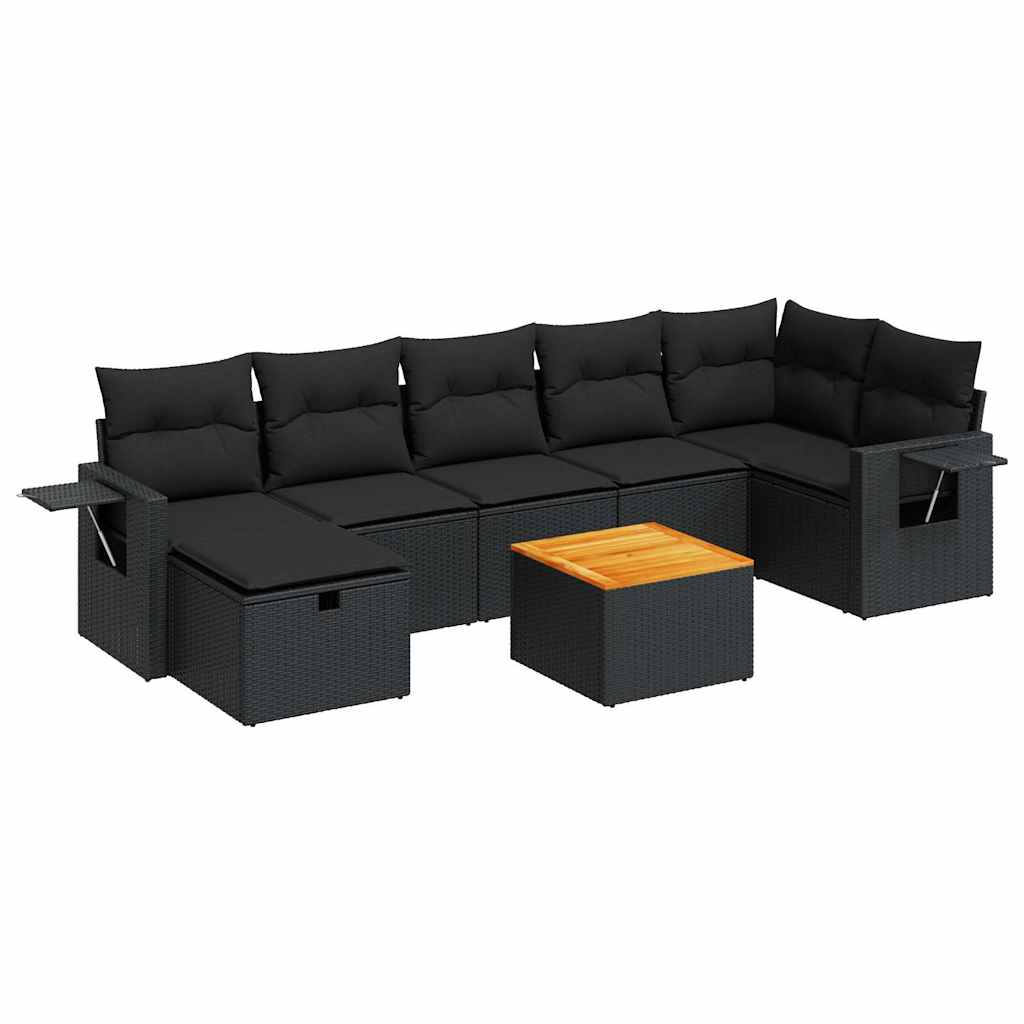 8-delige Loungeset met kussens poly rattan zwart is nu te koop bij PeponiXL, paradijselijk wonen!