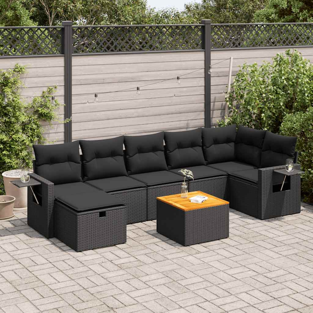 8-delige Loungeset met kussens poly rattan zwart is nu te koop bij PeponiXL, paradijselijk wonen!