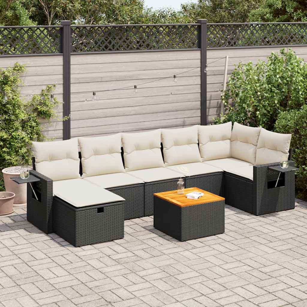 8-delige Loungeset met kussens poly rattan zwart is nu te koop bij PeponiXL, paradijselijk wonen!