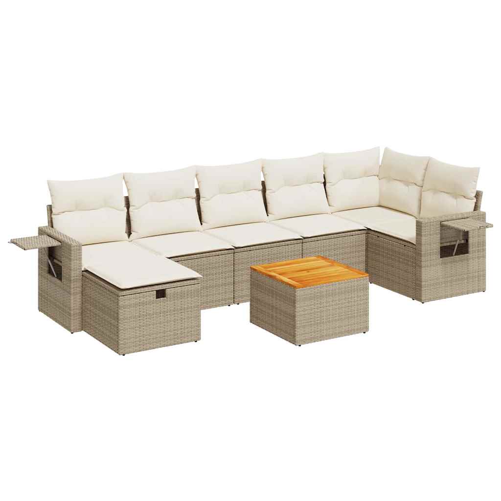 8-delige Loungeset met kussens poly rattan beige is nu te koop bij PeponiXL, paradijselijk wonen!