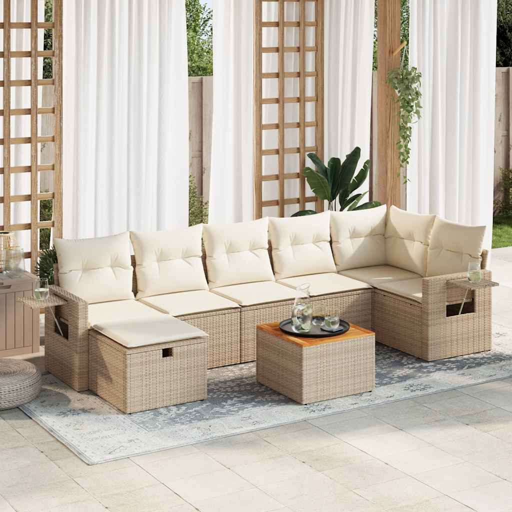 8-delige Loungeset met kussens poly rattan beige is nu te koop bij PeponiXL, paradijselijk wonen!