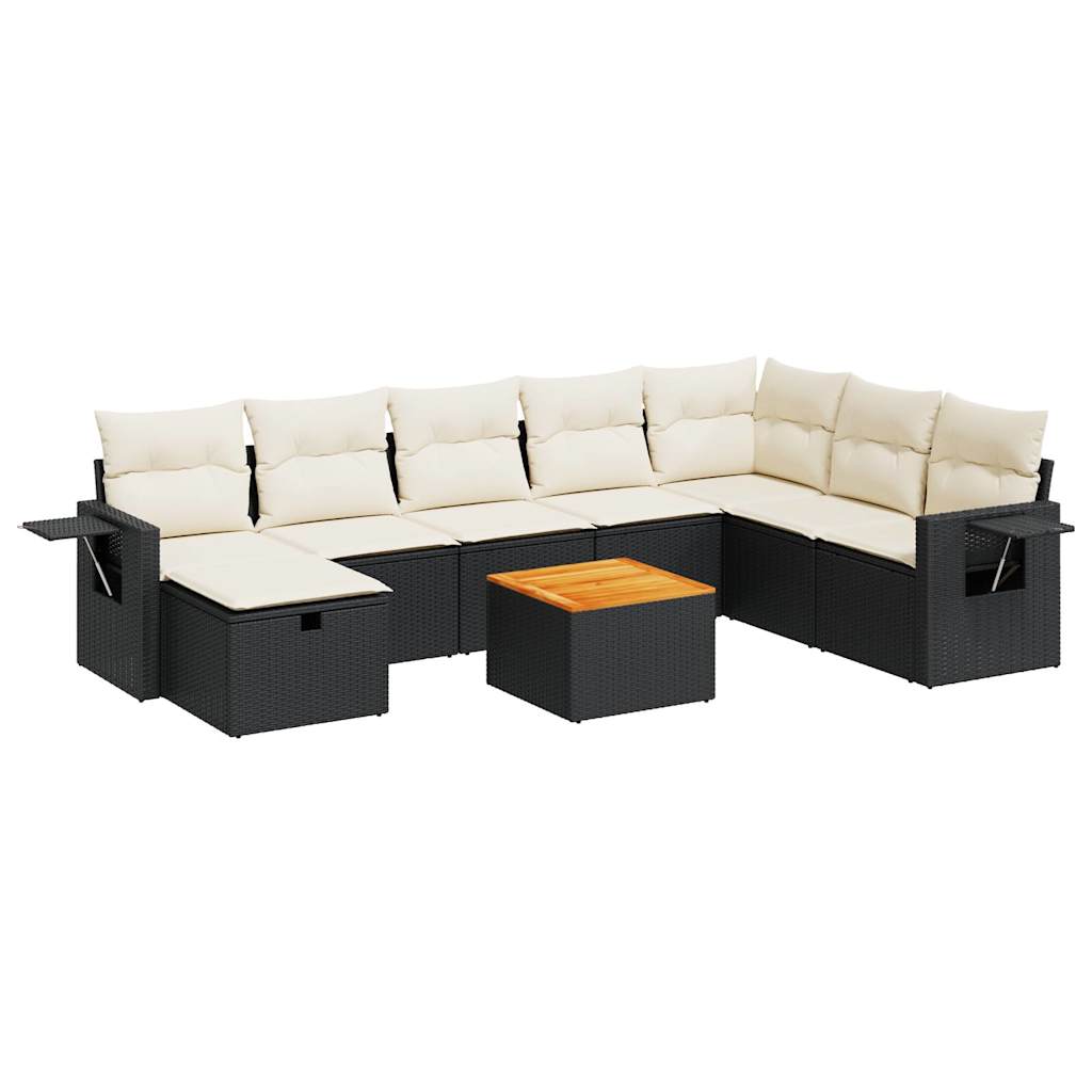 9-delige Loungeset met kussens poly rattan zwart is nu te koop bij PeponiXL, paradijselijk wonen!