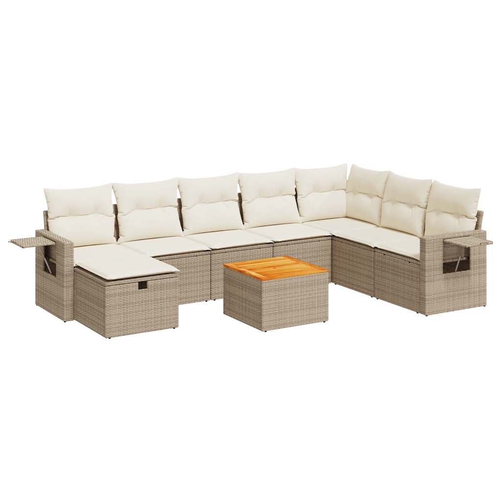 9-delige Loungeset met kussens poly rattan beige is nu te koop bij PeponiXL, paradijselijk wonen!