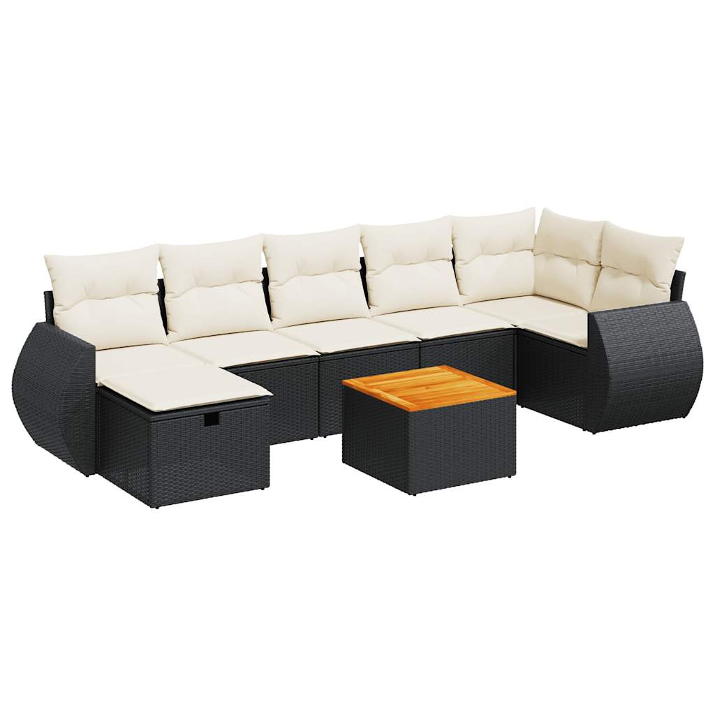 8-delige Loungeset met kussens poly rattan zwart is nu te koop bij PeponiXL, paradijselijk wonen!