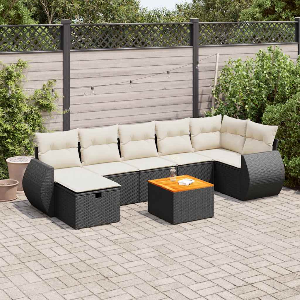 8-delige Loungeset met kussens poly rattan zwart is nu te koop bij PeponiXL, paradijselijk wonen!