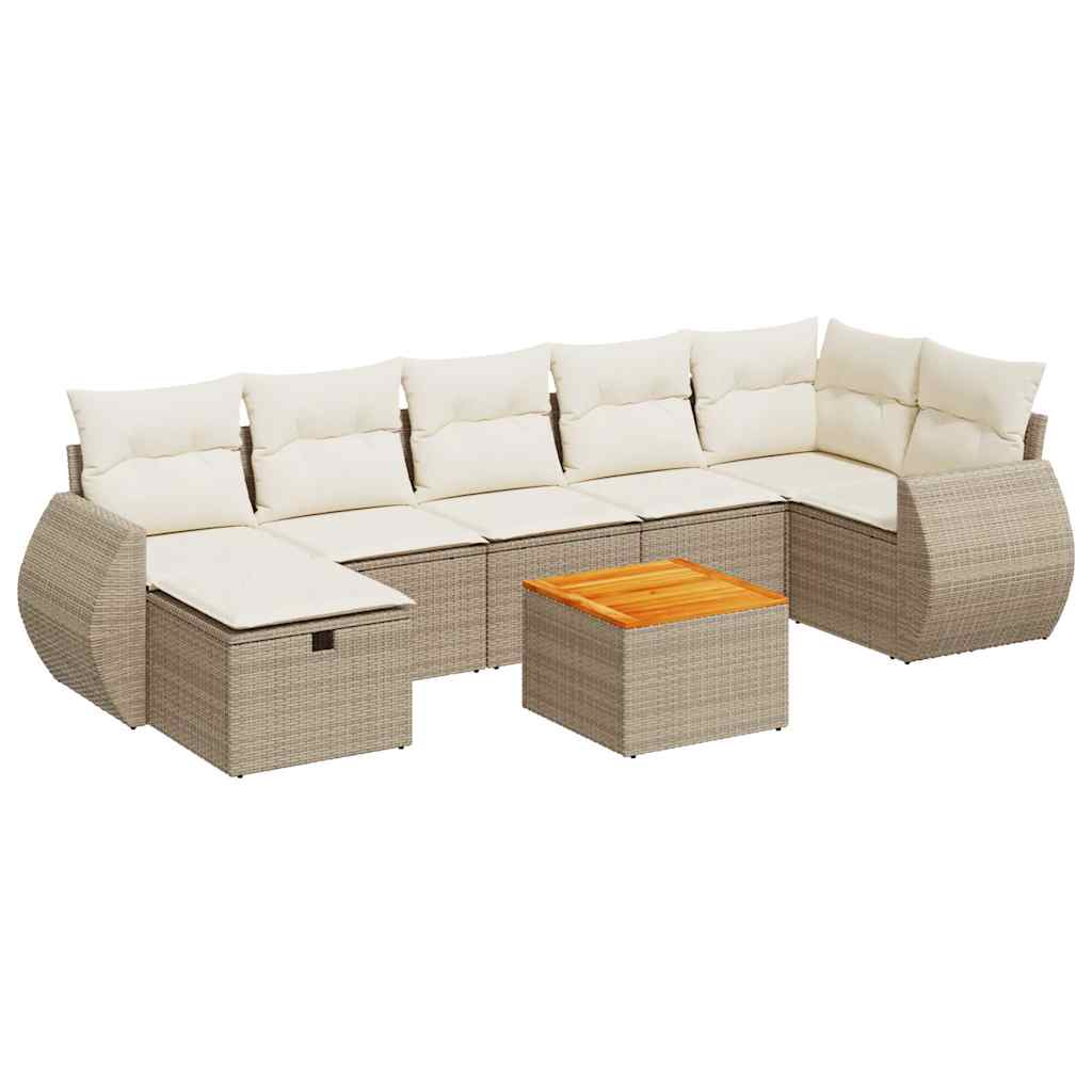 8-delige Loungeset met kussens poly rattan beige is nu te koop bij PeponiXL, paradijselijk wonen!