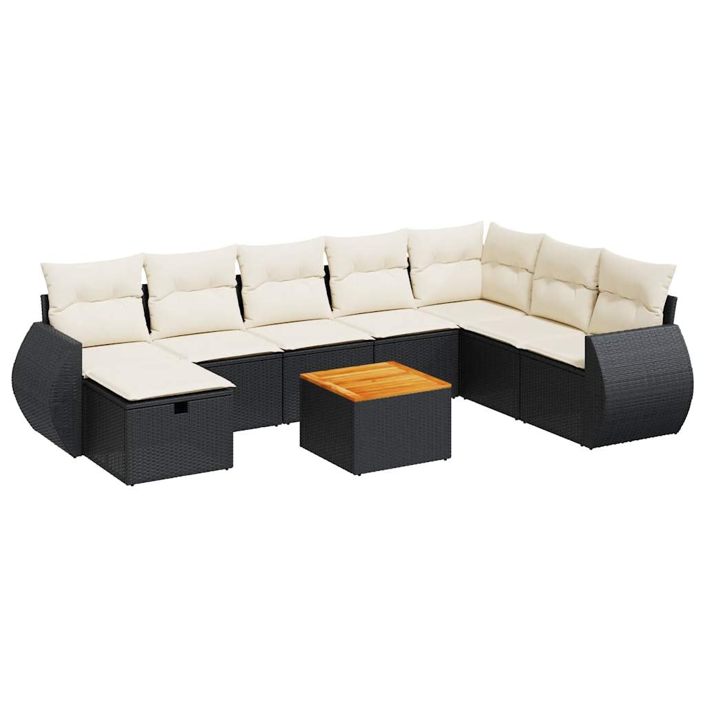 9-delige Loungeset met kussens poly rattan zwart is nu te koop bij PeponiXL, paradijselijk wonen!