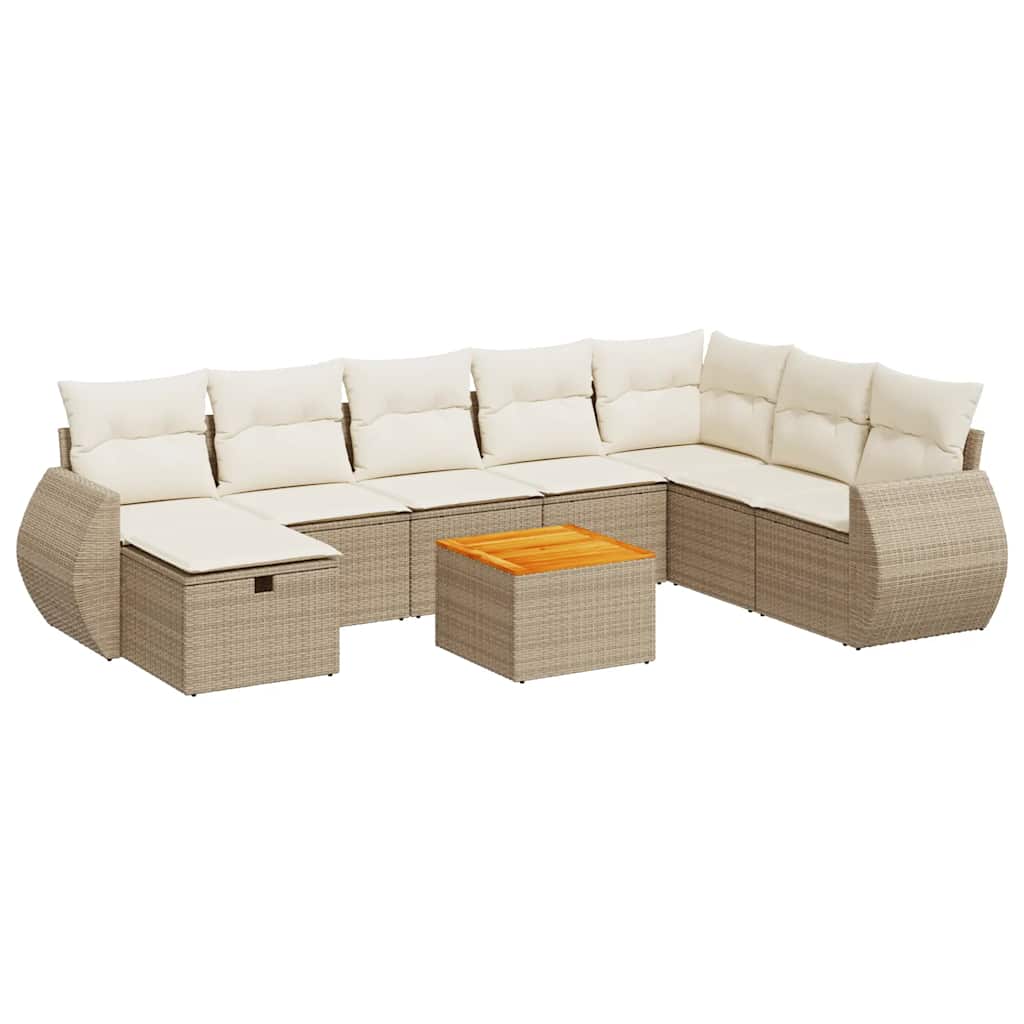 9-delige Loungeset met kussens poly rattan beige is nu te koop bij PeponiXL, paradijselijk wonen!