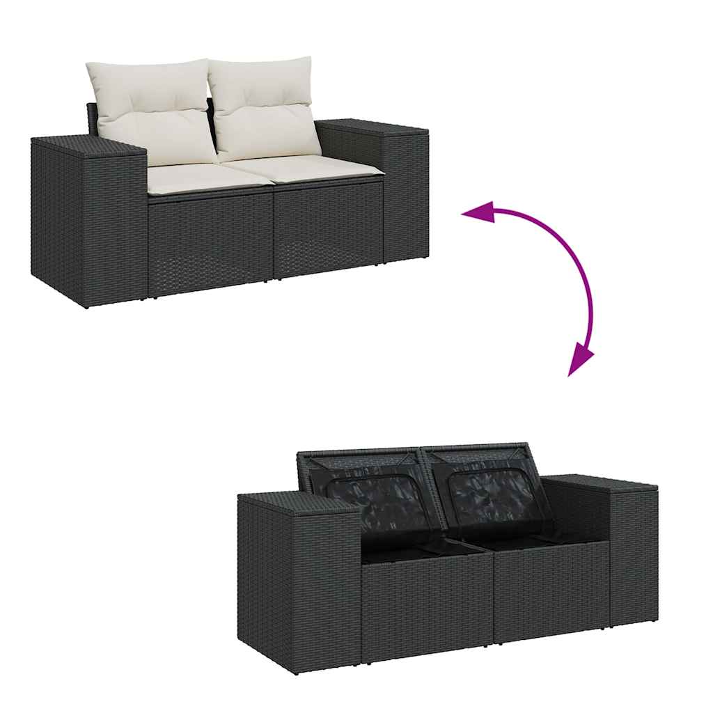 6-delige Loungeset met kussens poly rattan zwart is nu te koop bij PeponiXL, paradijselijk wonen!