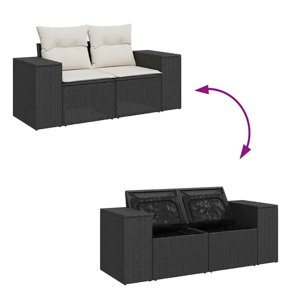 7-delige Loungeset met kussens poly rattan zwart is nu te koop bij PeponiXL, paradijselijk wonen!