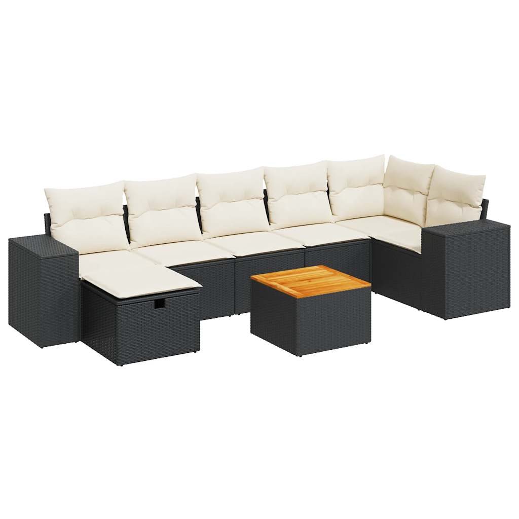 8-delige Loungeset met kussens poly rattan zwart is nu te koop bij PeponiXL, paradijselijk wonen!