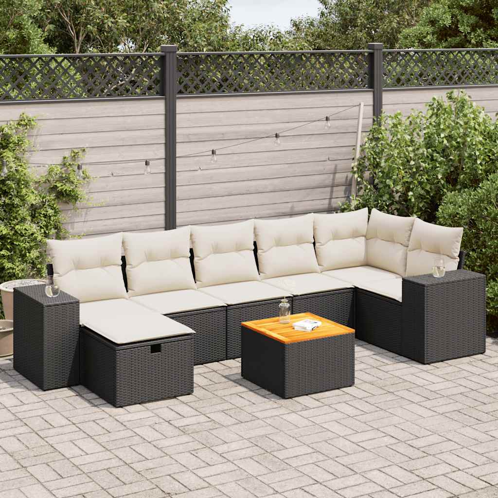 8-delige Loungeset met kussens poly rattan zwart is nu te koop bij PeponiXL, paradijselijk wonen!