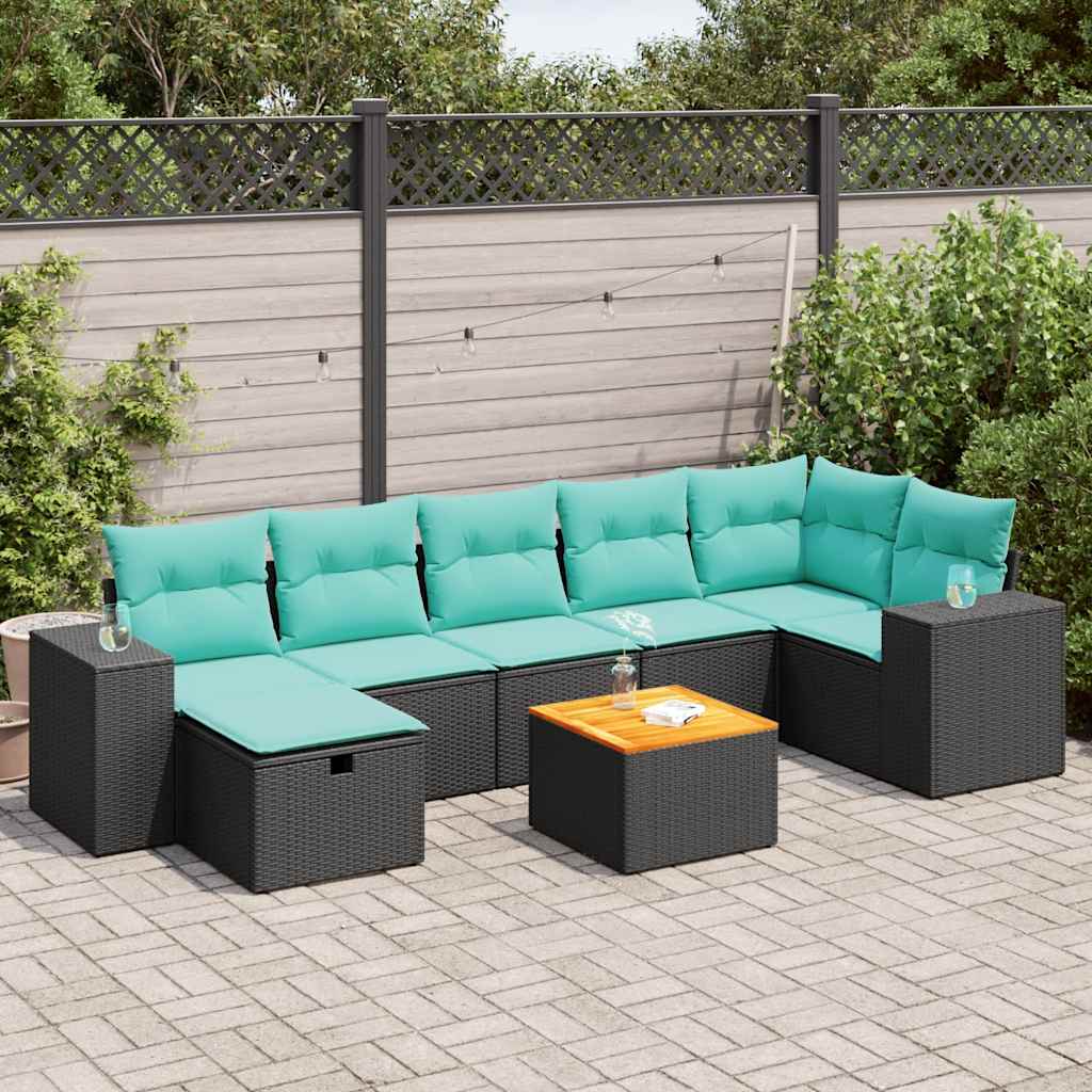 8-delige Loungeset met kussens poly rattan zwart is nu te koop bij PeponiXL, paradijselijk wonen!