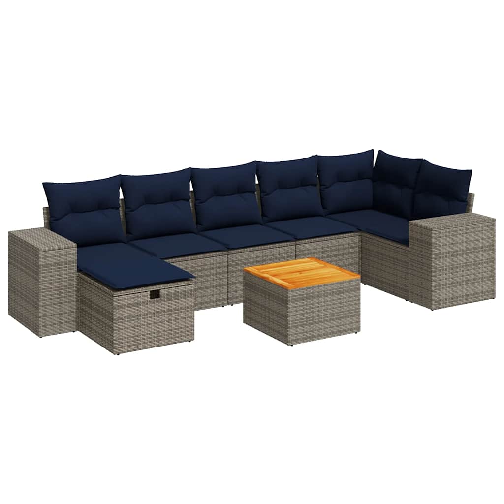 8-delige Loungeset met kussens poly rattan grijs is nu te koop bij PeponiXL, paradijselijk wonen!