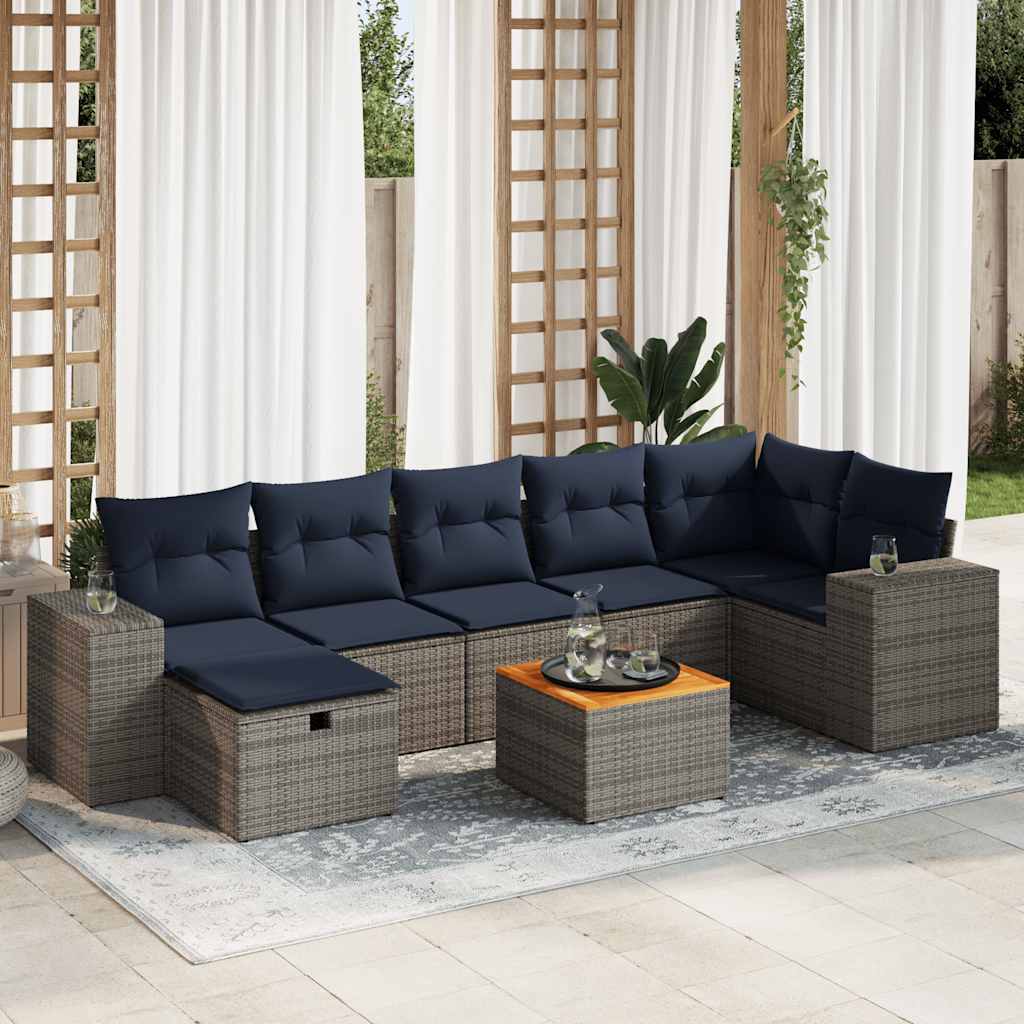 8-delige Loungeset met kussens poly rattan grijs is nu te koop bij PeponiXL, paradijselijk wonen!