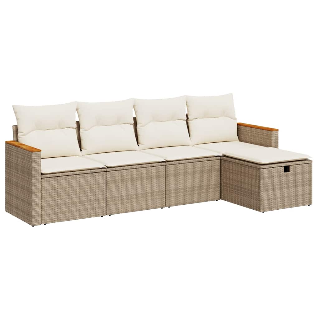 5-delige Loungeset met kussens poly rattan beige is nu te koop bij PeponiXL, paradijselijk wonen!