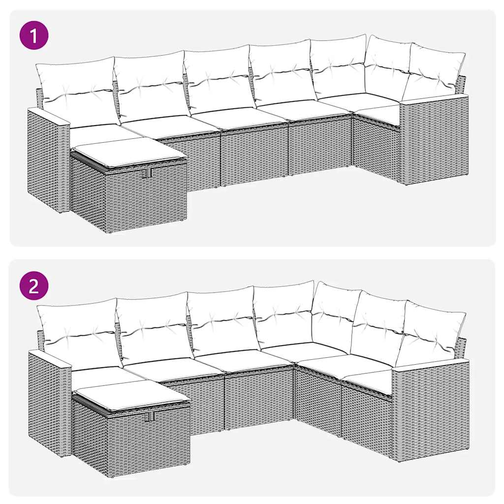 7-delige Loungeset met kussens poly rattan zwart is nu te koop bij PeponiXL, paradijselijk wonen!