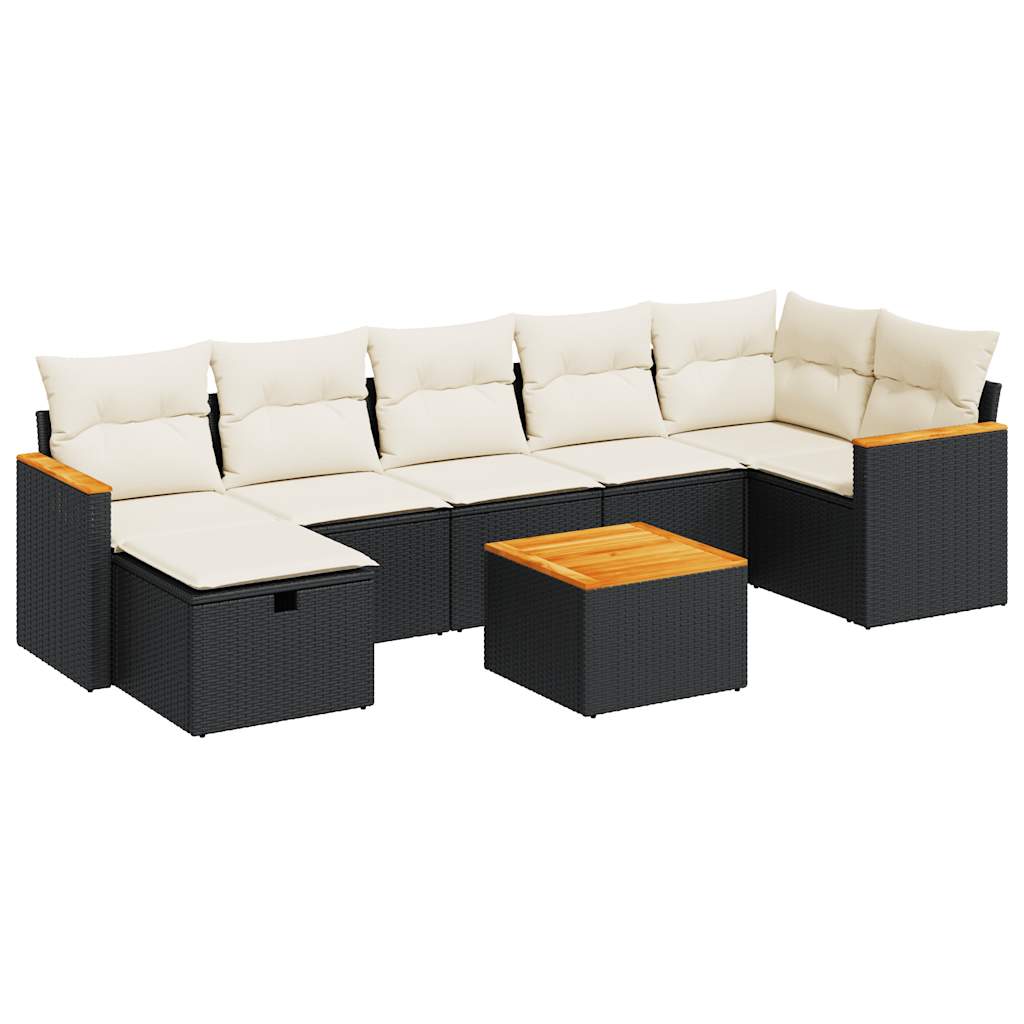 8-delige Loungeset met kussens poly rattan zwart is nu te koop bij PeponiXL, paradijselijk wonen!