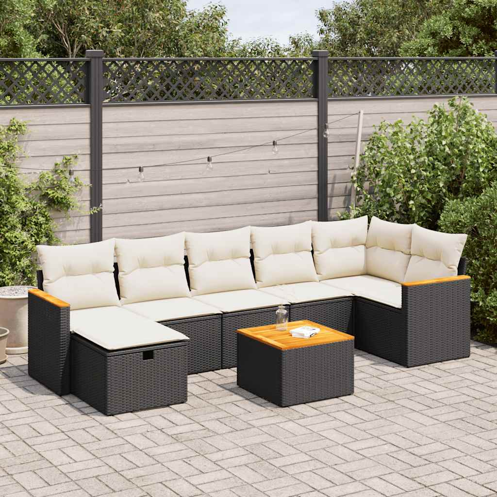 8-delige Loungeset met kussens poly rattan zwart is nu te koop bij PeponiXL, paradijselijk wonen!