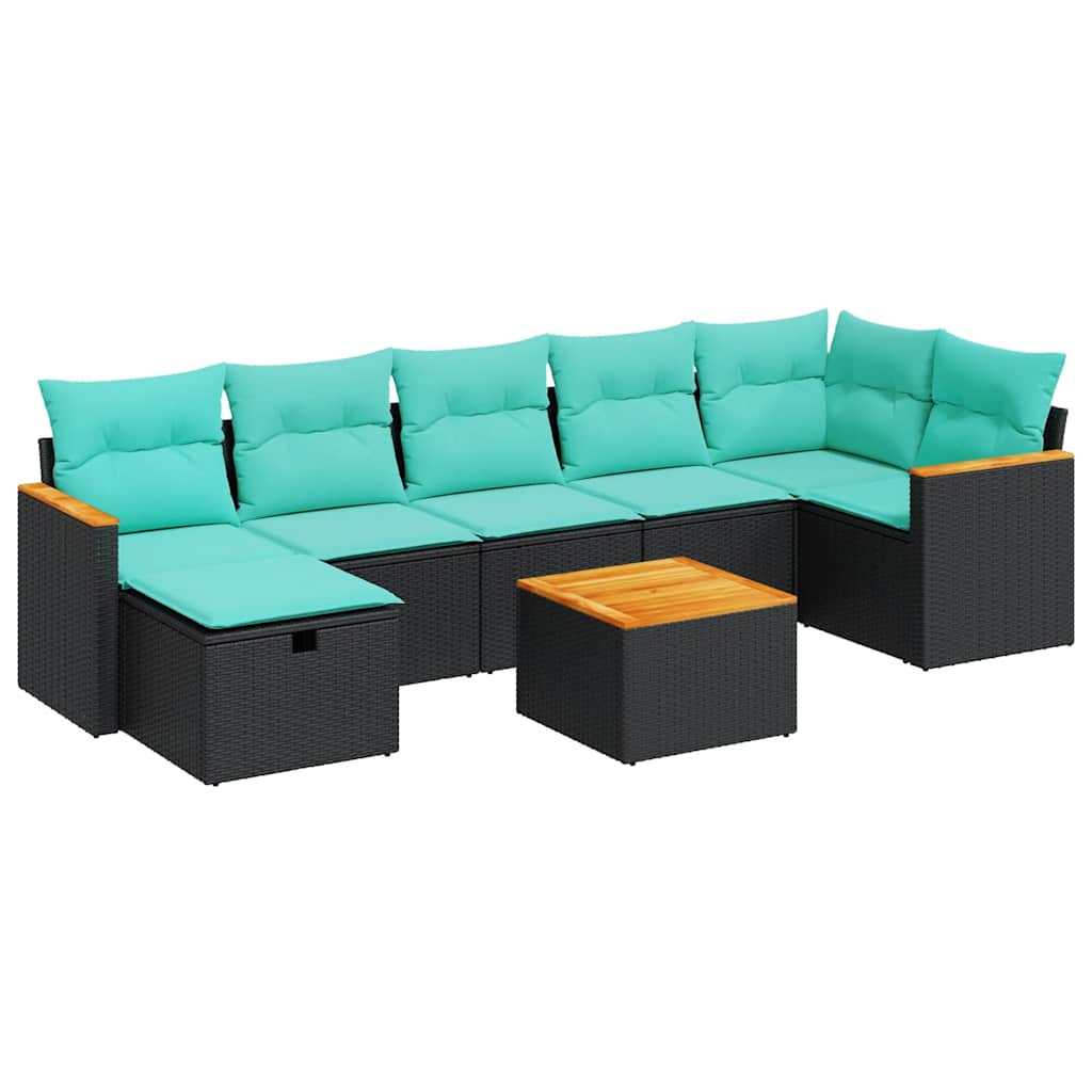8-delige Loungeset met kussens poly rattan zwart is nu te koop bij PeponiXL, paradijselijk wonen!