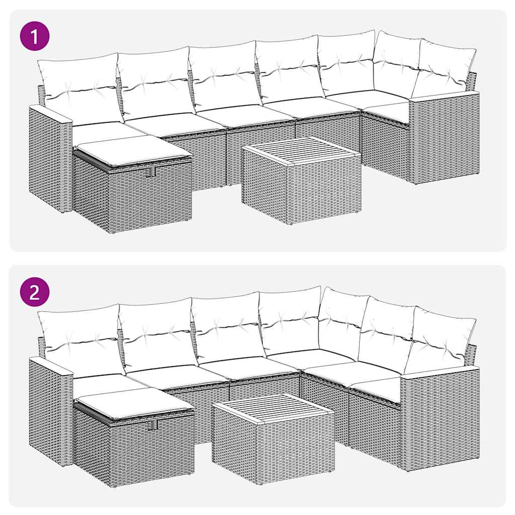 8-delige Loungeset met kussens poly rattan zwart is nu te koop bij PeponiXL, paradijselijk wonen!