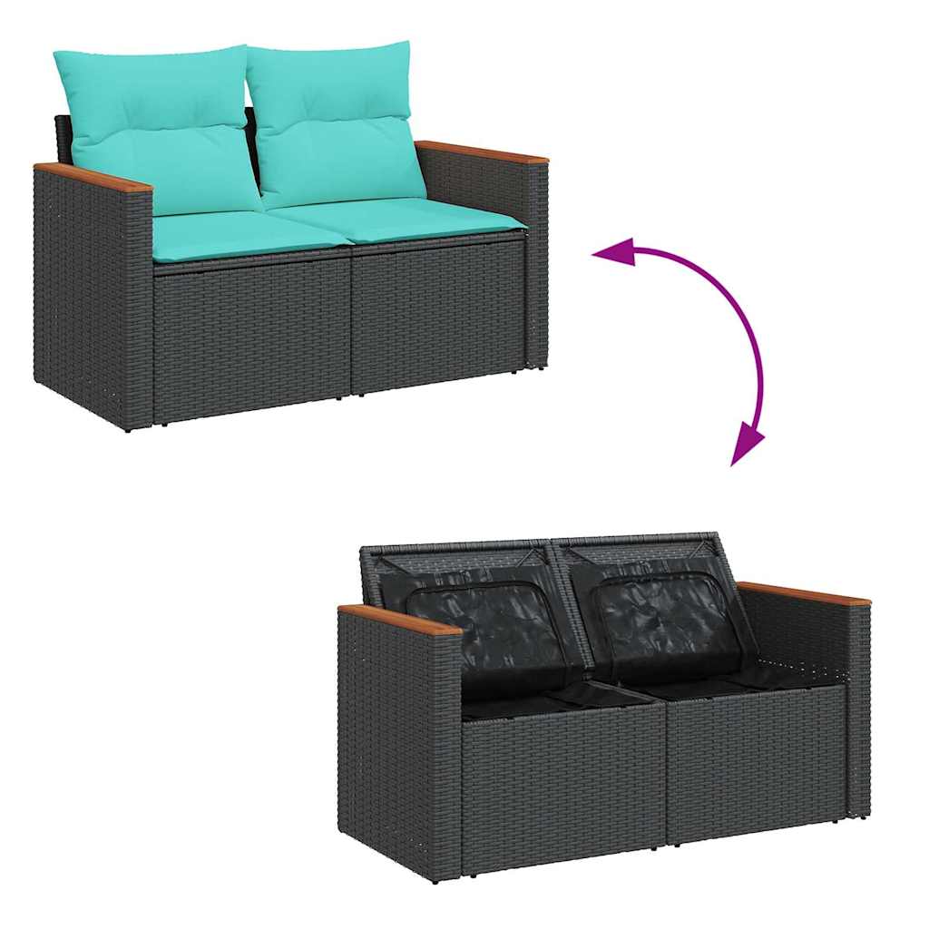 8-delige Loungeset met kussens poly rattan zwart is nu te koop bij PeponiXL, paradijselijk wonen!