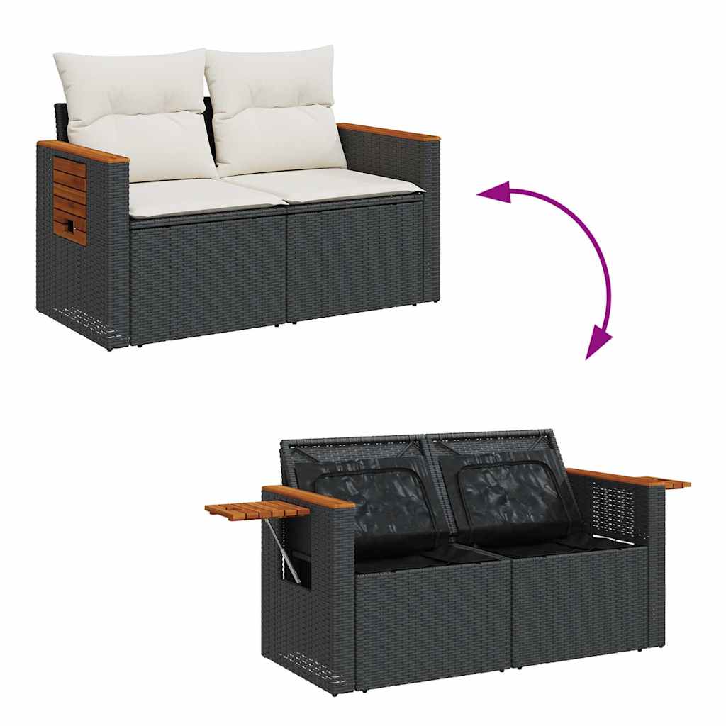 6-delige Loungeset met kussens poly rattan zwart is nu te koop bij PeponiXL, paradijselijk wonen!