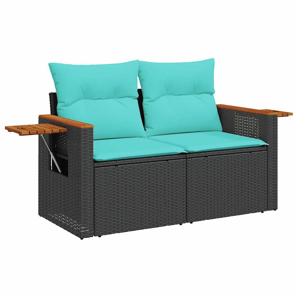 7-delige Loungeset met kussens poly rattan zwart is nu te koop bij PeponiXL, paradijselijk wonen!