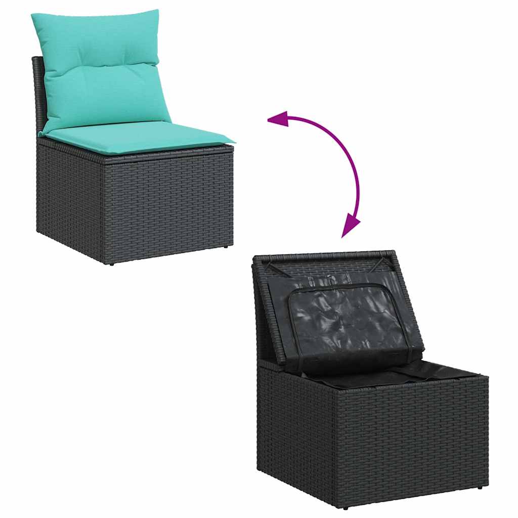 7-delige Loungeset met kussens poly rattan zwart is nu te koop bij PeponiXL, paradijselijk wonen!