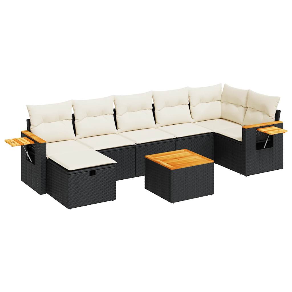 8-delige Loungeset met kussens poly rattan zwart is nu te koop bij PeponiXL, paradijselijk wonen!