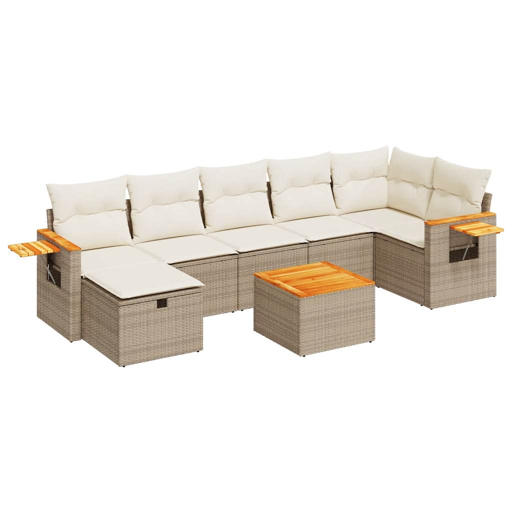 8-delige Loungeset met kussens poly rattan beige is nu te koop bij PeponiXL, paradijselijk wonen!
