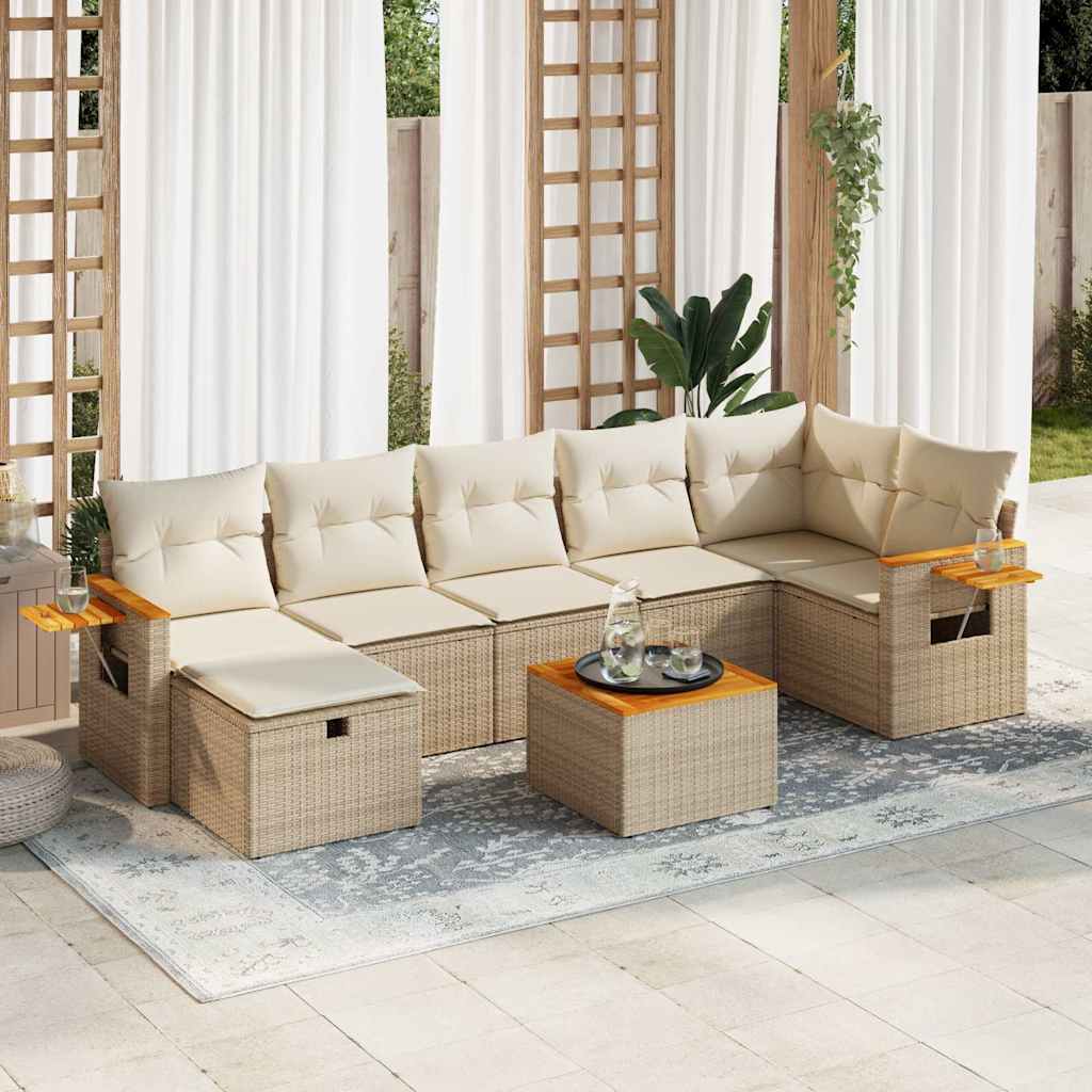 8-delige Loungeset met kussens poly rattan beige is nu te koop bij PeponiXL, paradijselijk wonen!