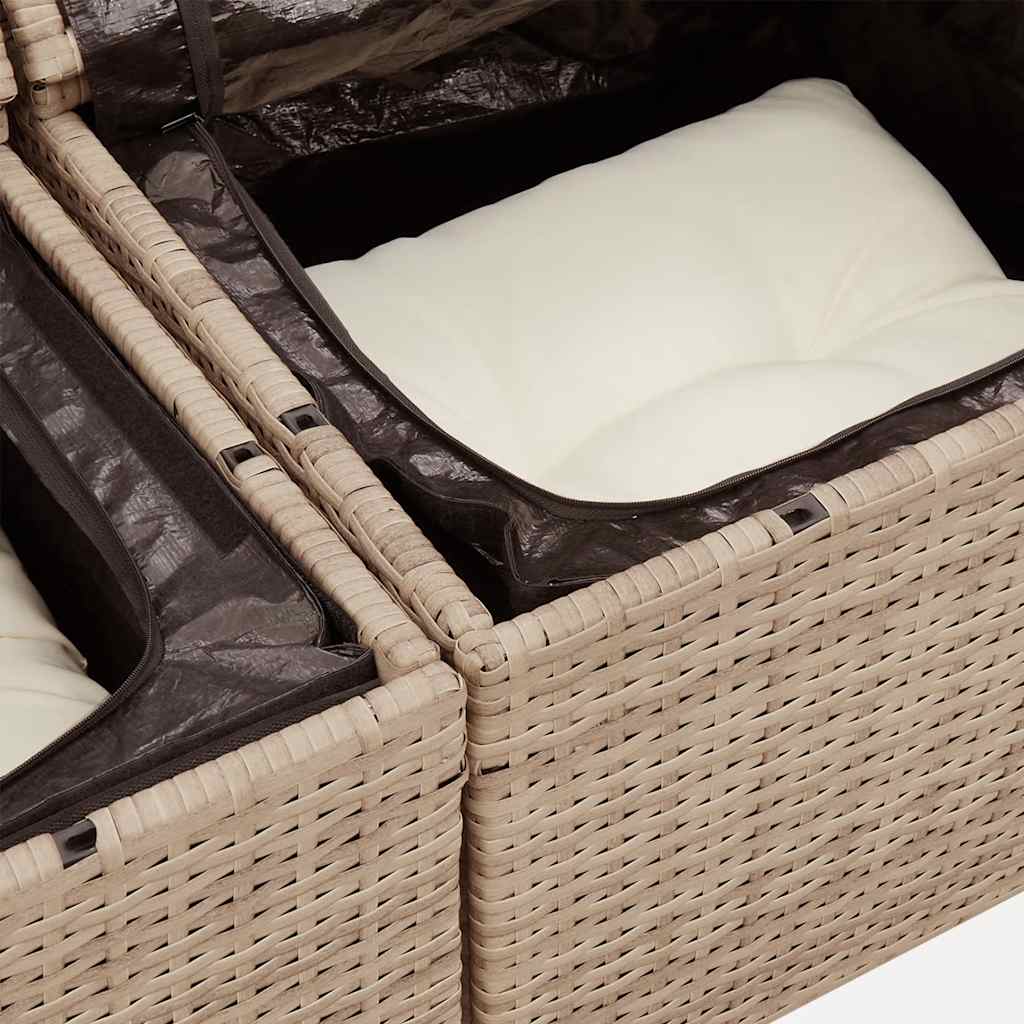 4-delige Loungeset met kussens poly rattan beige is nu te koop bij PeponiXL, paradijselijk wonen!