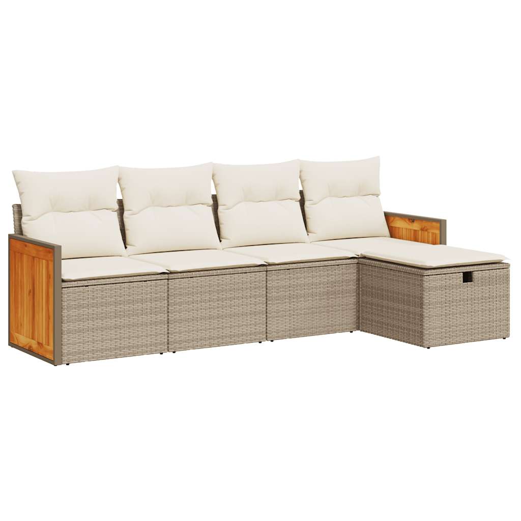 5-delige Loungeset met kussens poly rattan beige is nu te koop bij PeponiXL, paradijselijk wonen!