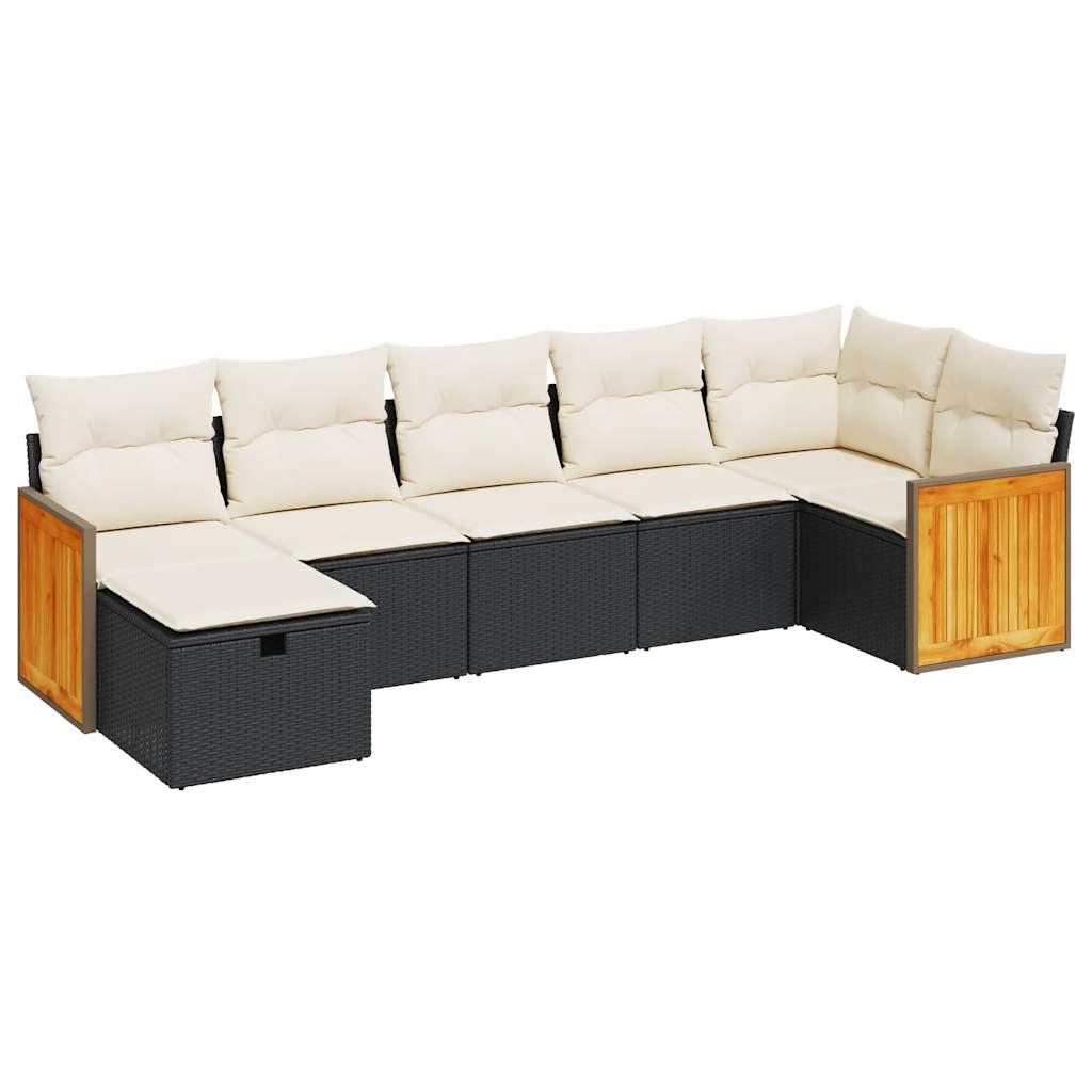 7-delige Loungeset met kussens poly rattan zwart is nu te koop bij PeponiXL, paradijselijk wonen!