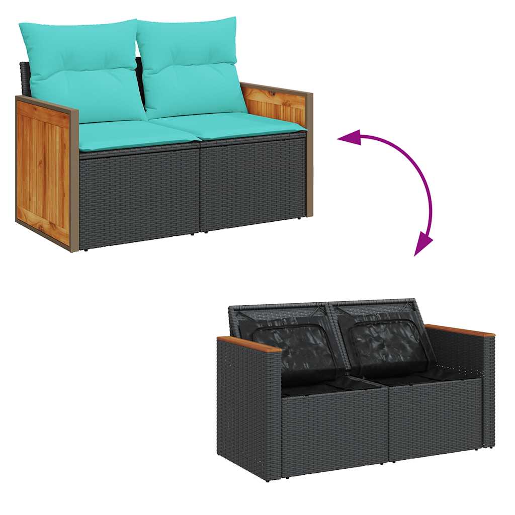 7-delige Loungeset met kussens poly rattan zwart is nu te koop bij PeponiXL, paradijselijk wonen!