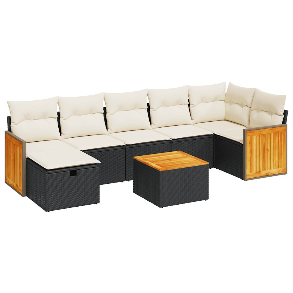 8-delige Loungeset met kussens poly rattan zwart is nu te koop bij PeponiXL, paradijselijk wonen!