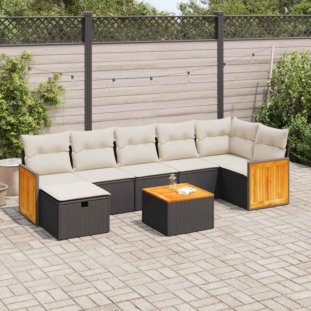 8-delige Loungeset met kussens poly rattan zwart is nu te koop bij PeponiXL, paradijselijk wonen!