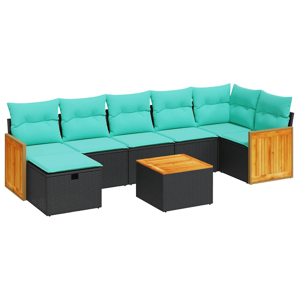 8-delige Loungeset met kussens poly rattan zwart is nu te koop bij PeponiXL, paradijselijk wonen!