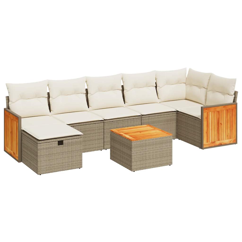 8-delige Loungeset met kussens poly rattan beige is nu te koop bij PeponiXL, paradijselijk wonen!
