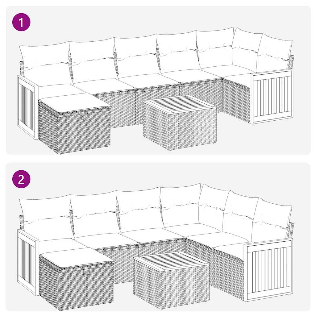 8-delige Loungeset met kussens poly rattan beige is nu te koop bij PeponiXL, paradijselijk wonen!