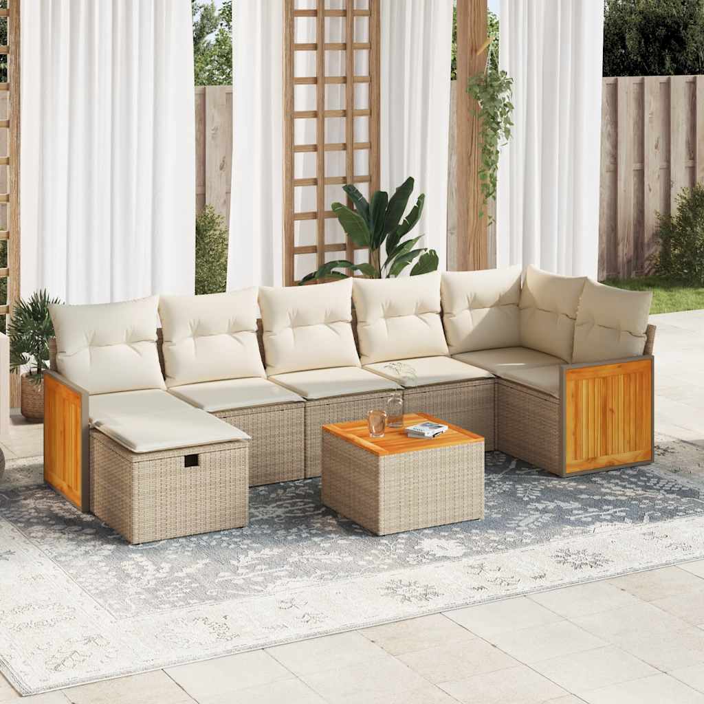 8-delige Loungeset met kussens poly rattan beige is nu te koop bij PeponiXL, paradijselijk wonen!